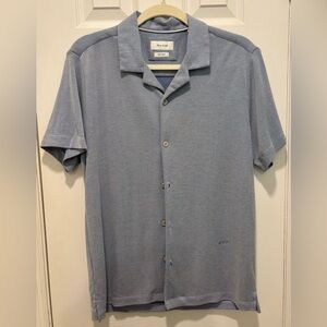 Porter & Ash Mens Shirt Button Down Soft Modal Blend Blue M